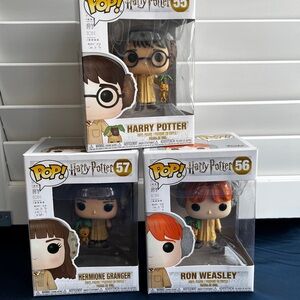 Harry Potter herbology funko pop set: Harry, Ron and Hermione
